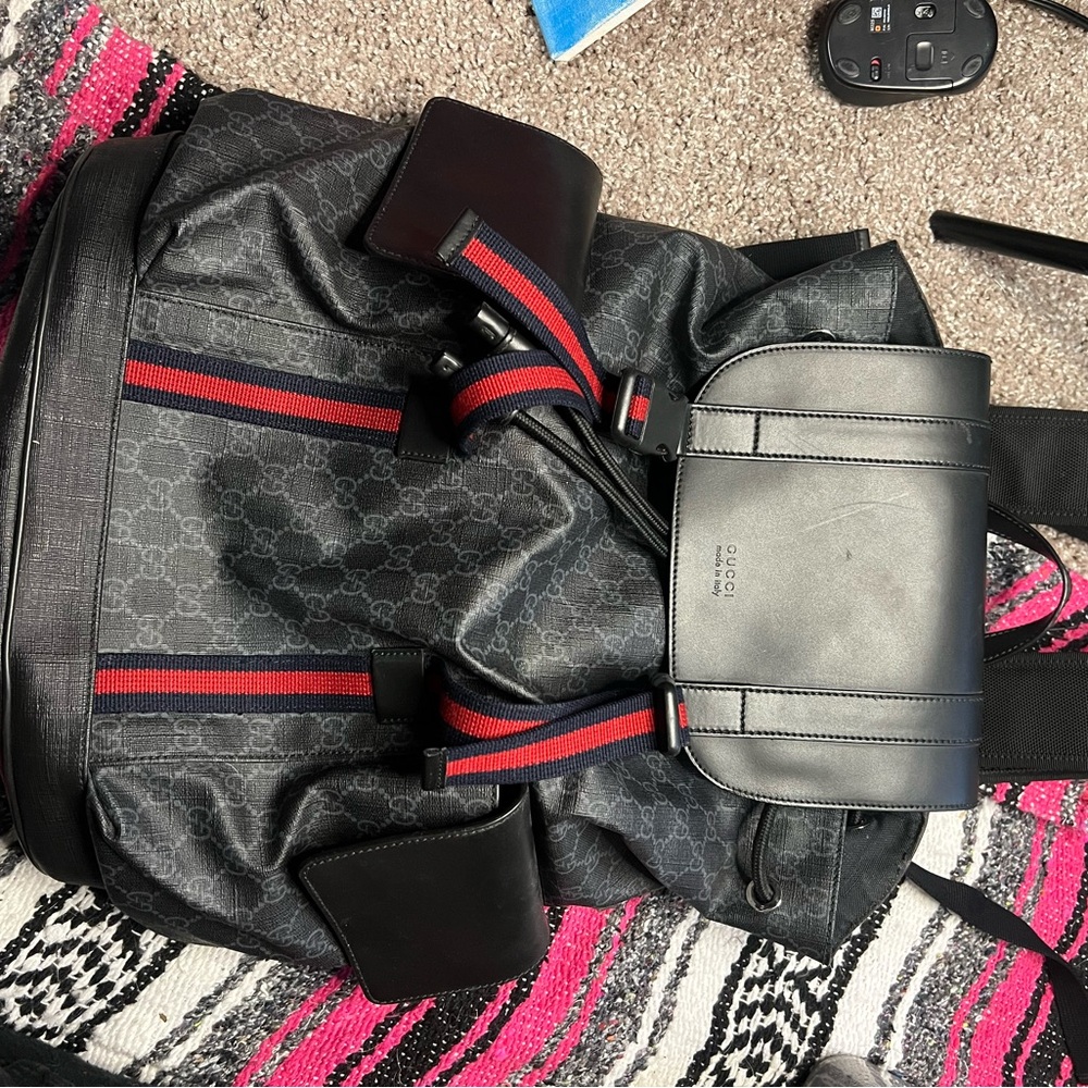 Gucci Black and Red Backpack with Striking Accents